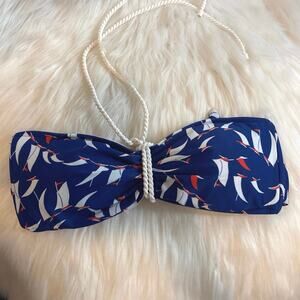 Ralph Lauren Blue Nautical Sailboat Bandeau Bikini Top Size Medium